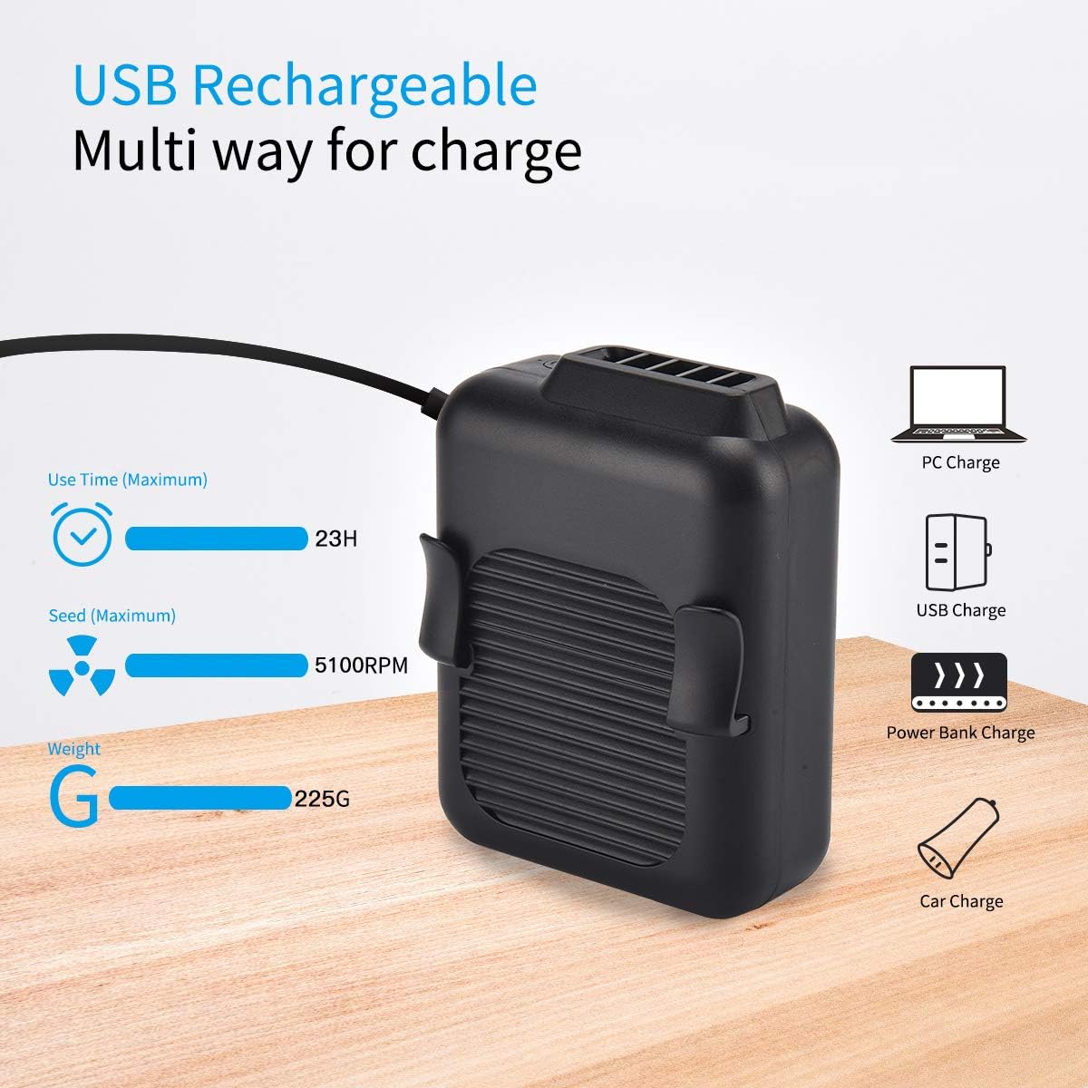 Foto 9 pulgar | Venta Internacional - Ventilador Portátil con Clip de Cintura Jieyou De 6000 Mah Funciona con Pilas