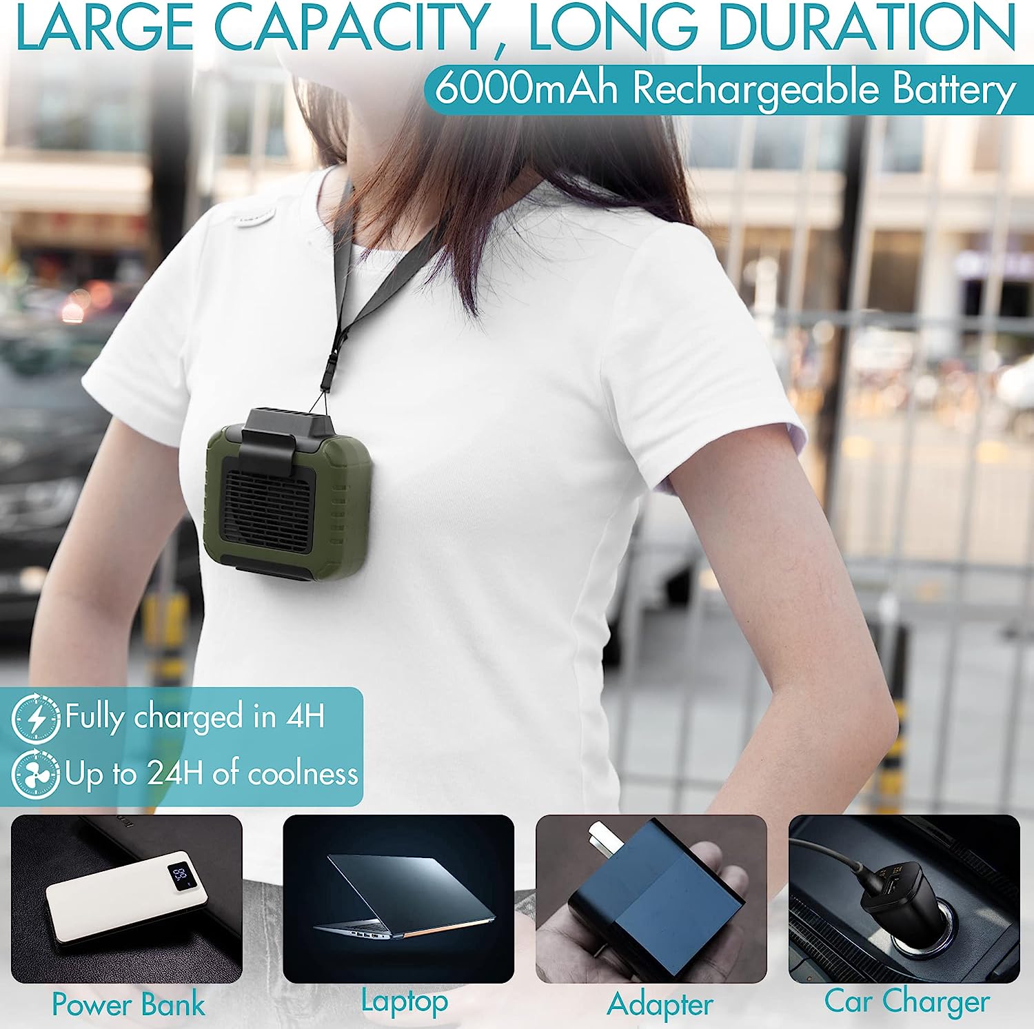 Foto 4 pulgar | Venta Internacional - Ventilador con Clip de Cintura Jieyou Batería Recargable Portátil de 6000 Mah