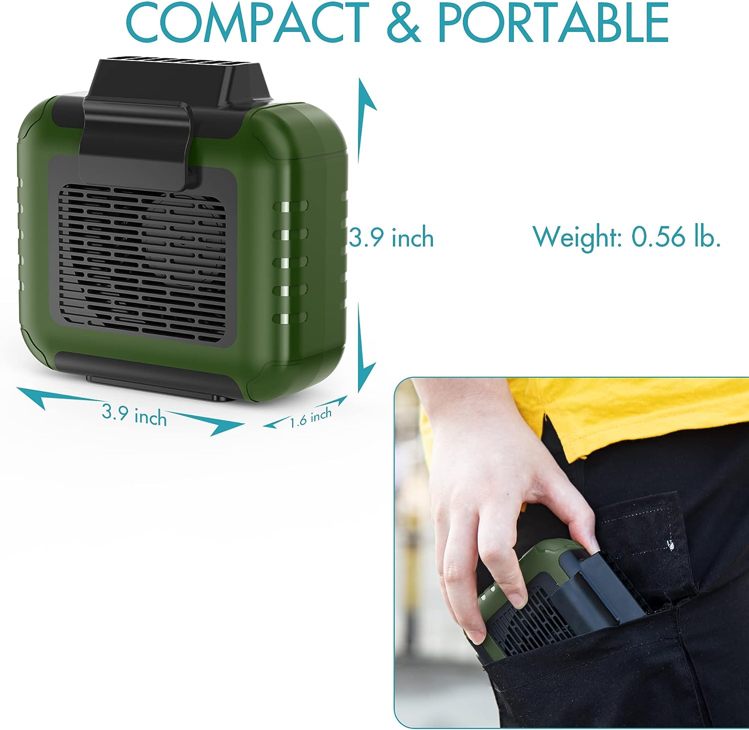 Foto 3 pulgar | Venta Internacional-Ventilador Portátil Verde Recargable