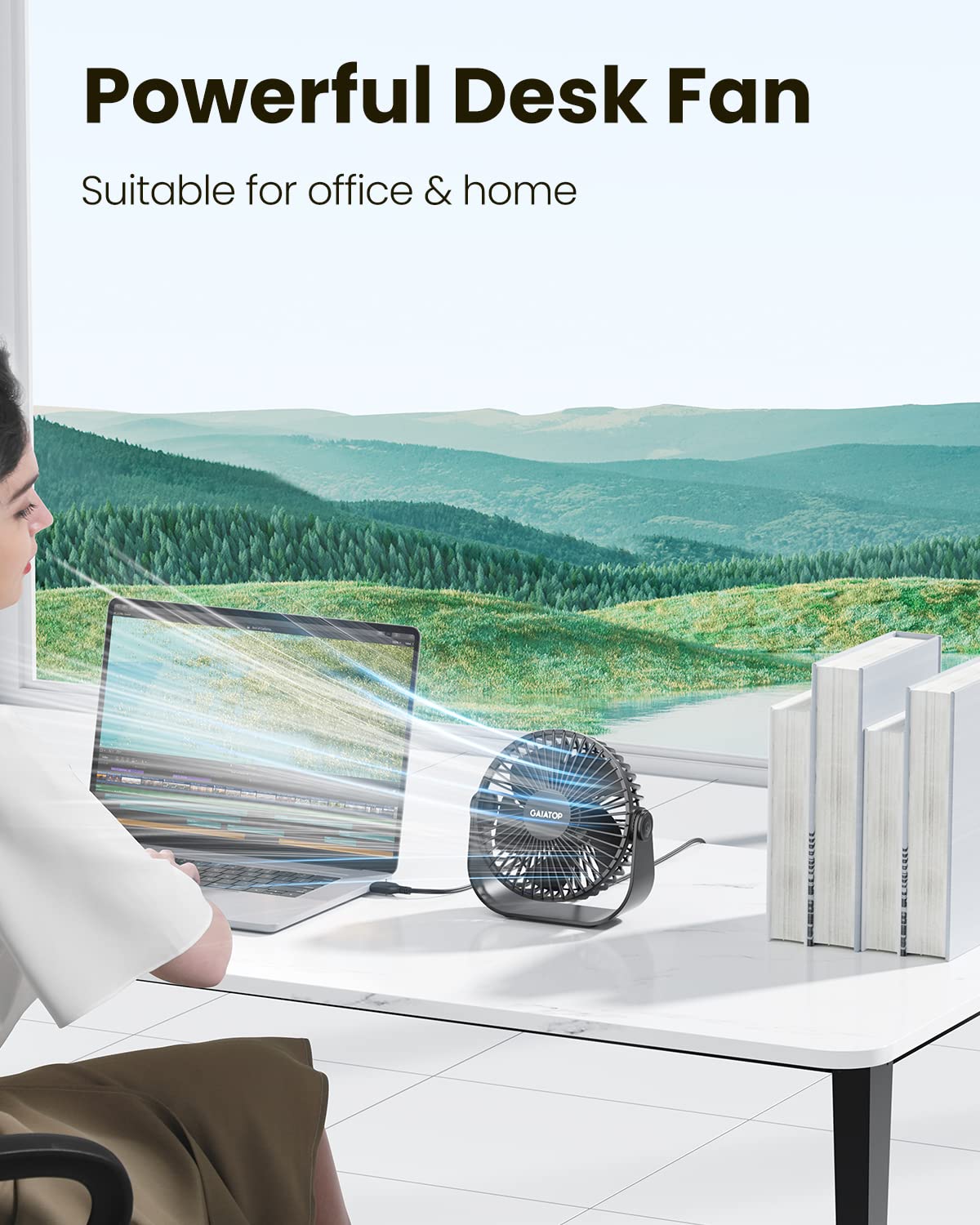 Foto 3 pulgar | Ventilador De Escritorio Gaiatop Usb De 3 Velocidades Con Fuerte Flujo De Aire De 14 Cm, Negro - Venta Internacional.