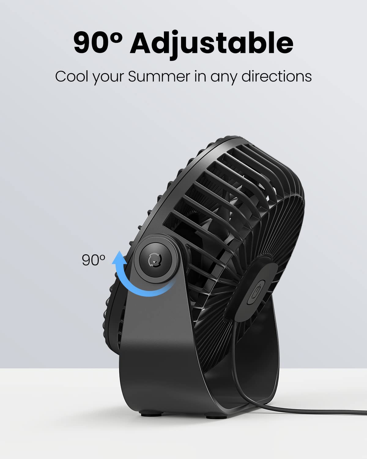 Foto 5 | Ventilador De Escritorio Gaiatop Usb De 3 Velocidades Con Fuerte Flujo De Aire De 14 Cm, Negro - Venta Internacional.