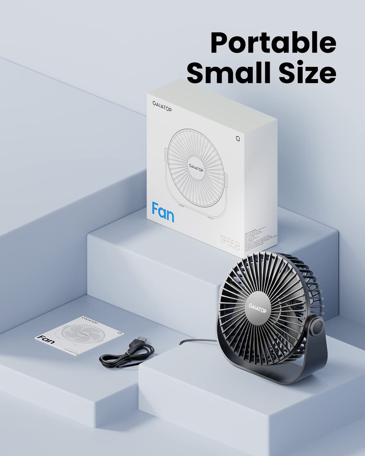 Foto 7 | Ventilador De Escritorio Gaiatop Usb De 3 Velocidades Con Fuerte Flujo De Aire De 14 Cm, Negro - Venta Internacional.