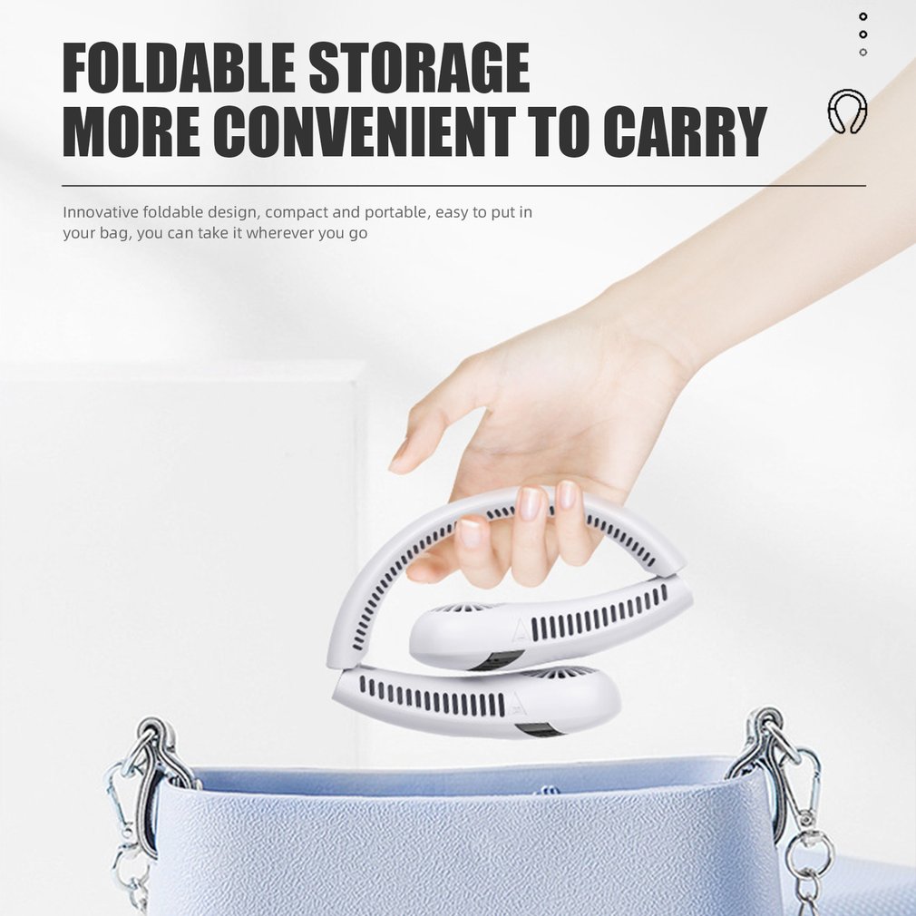 Foto 4 pulgar | Ventilador De Cuello Portátil De 5000 Mah Con 80 Orificios De Ventilación Y 3 Velocidades - Venta Internacional.