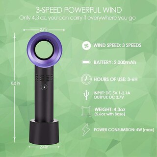Foto 4 | Ventilador De Mano, Mini Ventilador De Escritorio Usb Portátil Sin Escobillas - Venta Internacional.