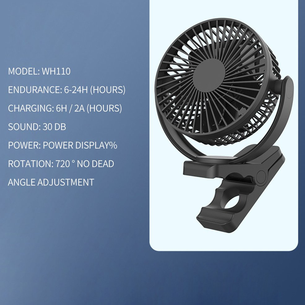 Foto 5 pulgar | Ventilador De Flujo De Aire Con Clip, Batería Recargable Usb De 5 Pulgadas - Venta Internacional.