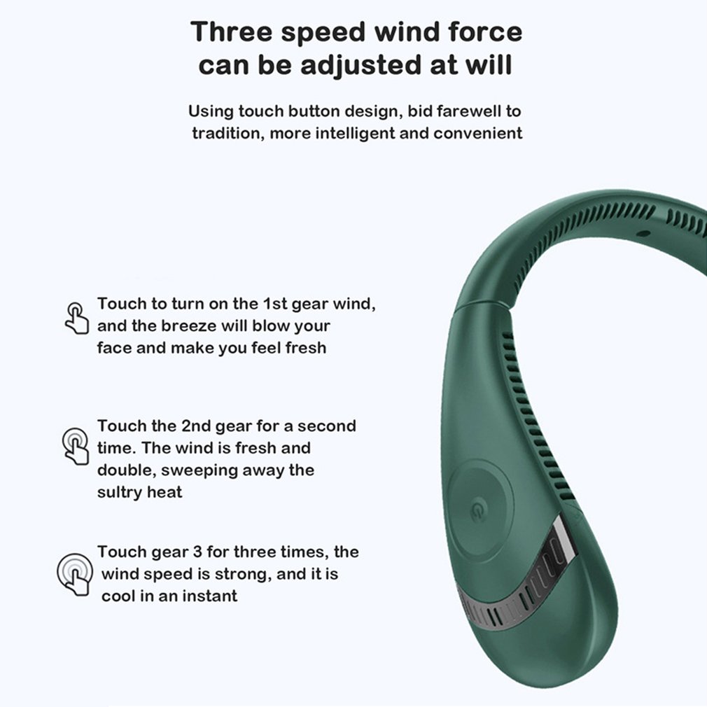 Foto 5 pulgar | Ventilador De Cuello Portátil De 5000 Mah Con 80 Orificios De Ventilación Y 3 Velocidades - Venta Internacional.