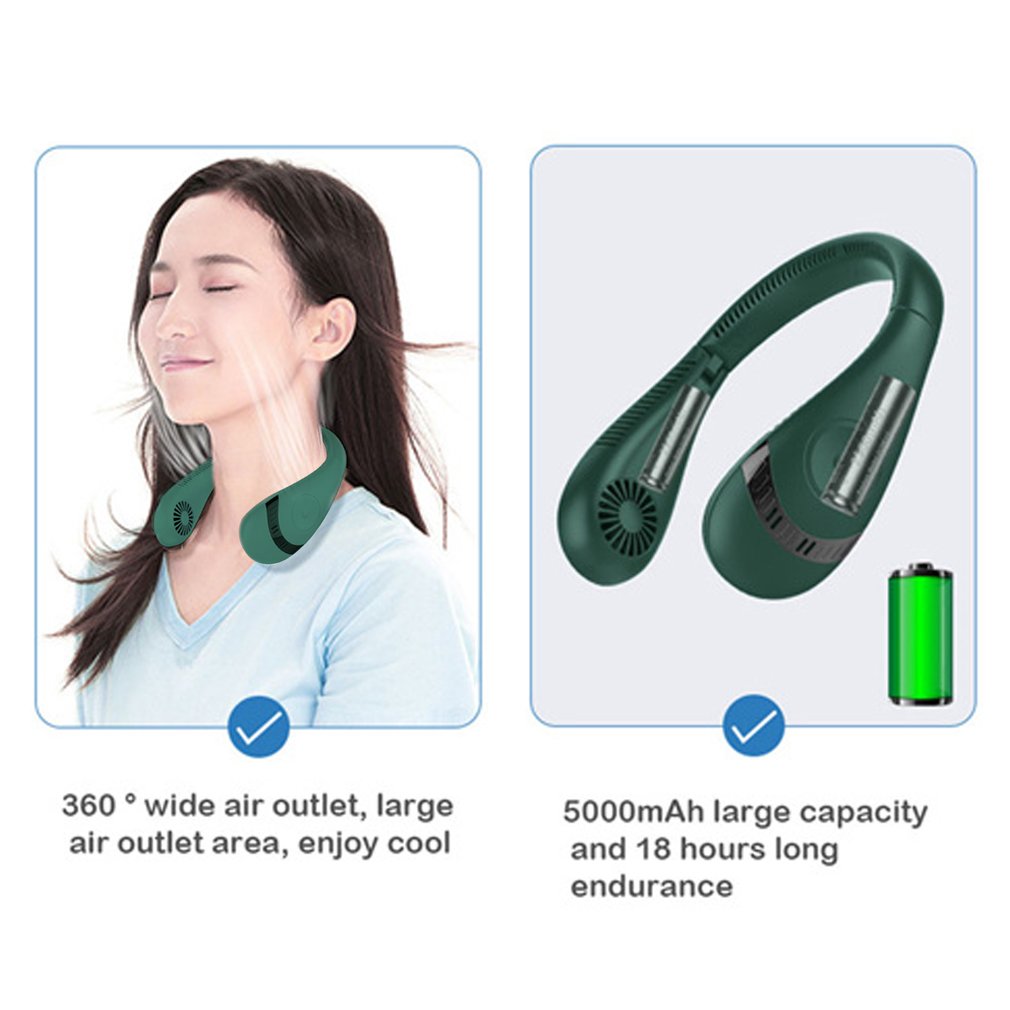 Foto 6 pulgar | Ventilador De Cuello Portátil De 5000 Mah Con 80 Orificios De Ventilación Y 3 Velocidades - Venta Internacional.