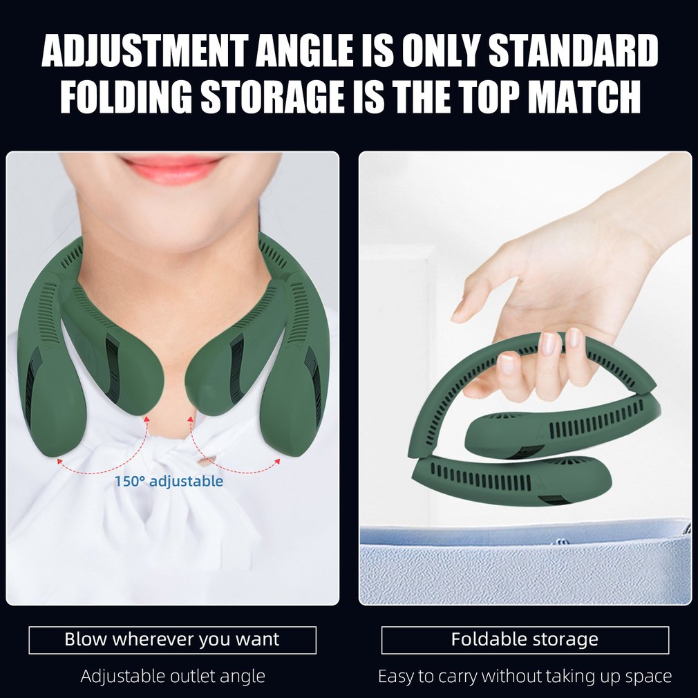 Foto 5 pulgar | Ventilador De Cuello Portátil De 5000 Mah Con 80 Orificios De Ventilación Y 3 Velocidades - Venta Internacional.