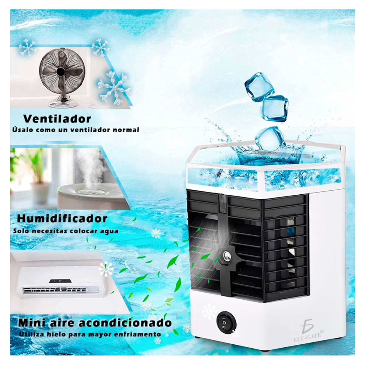 Foto 2 | Ventilador Humidificador De Aire Enfriador De Aire Con Cable Usb color Blanco