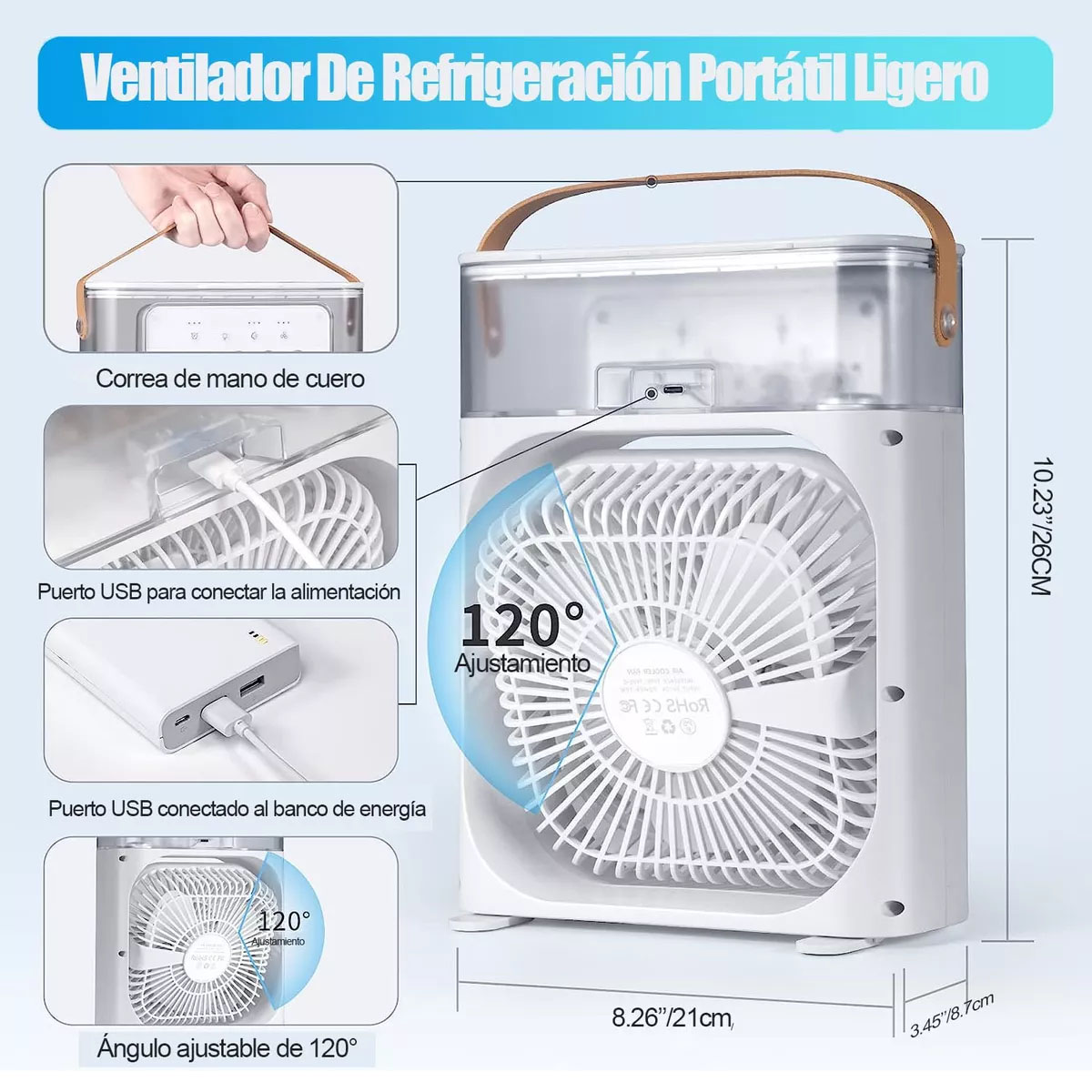 Foto 5 pulgar | Ventilador Humificador Aire Acondicionado Dosyu Rosa Portátil con Led Climatizador de Aire