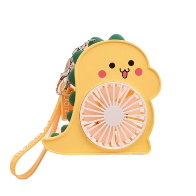 Llavero Con Forma De Dinosaurio Amarillo Con Miniventilador Eléctrico Recargable - Venta Internacional.