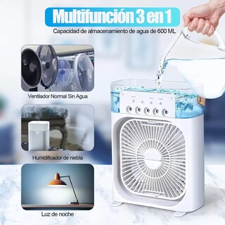 Foto 2 | Ventilador Humificador Aire Acondicionado Dosyu Rosa Portátil Con Led Climatizador De Aire Negro