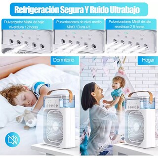 Foto 3 | Ventilador Humificador Aire Acondicionado Dosyu Rosa Portátil Con Led Climatizador De Aire Negro
