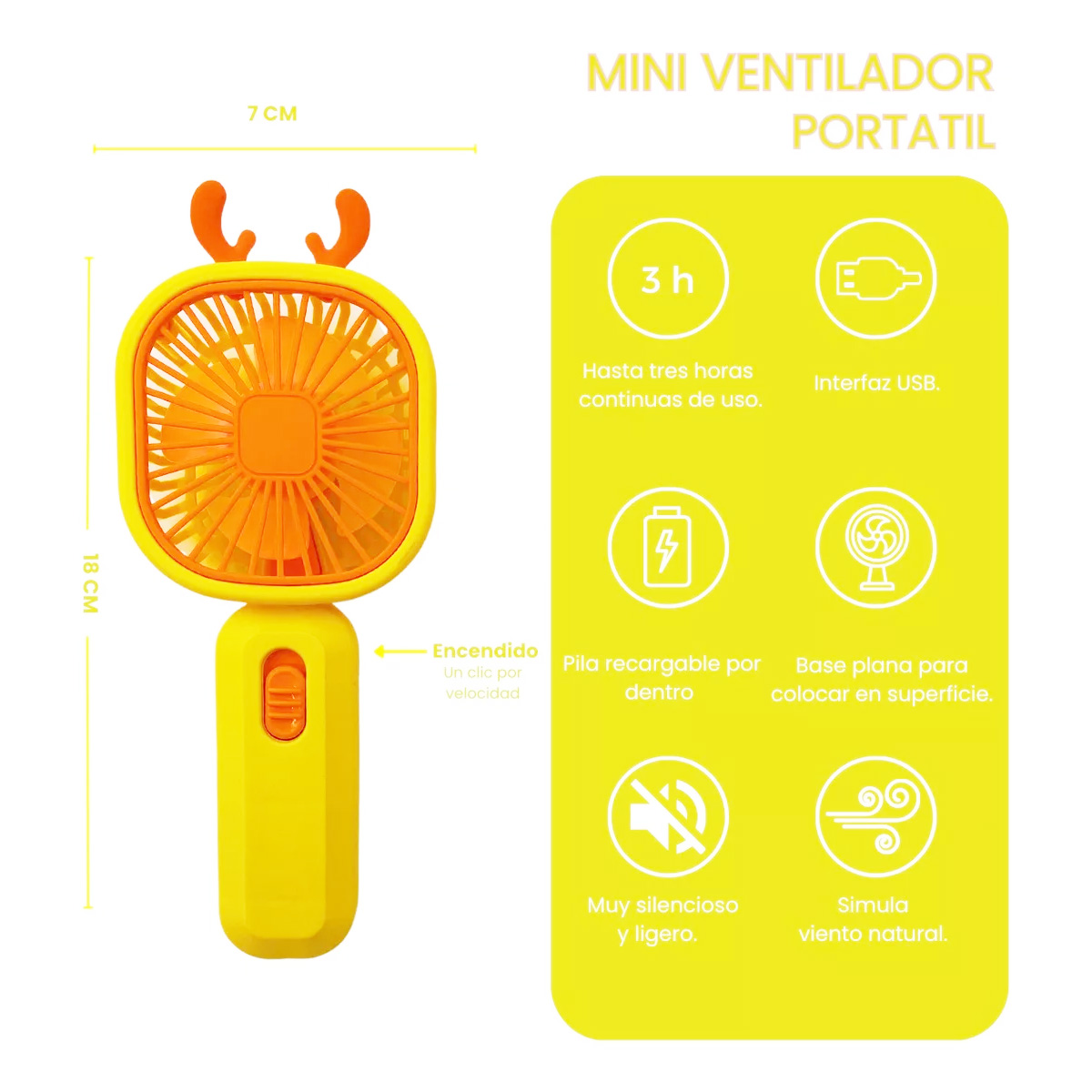 Foto 3 pulgar | Ventilador de Escritorio Dosyu Recargable Amarillo con Soporte para Celular