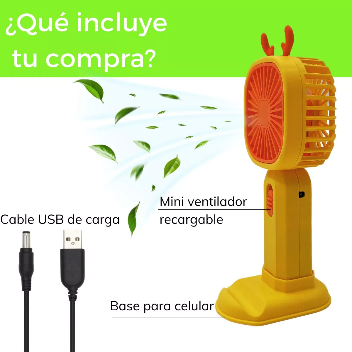 Foto 4 pulgar | Ventilador de Escritorio Dosyu Recargable Amarillo con Soporte para Celular