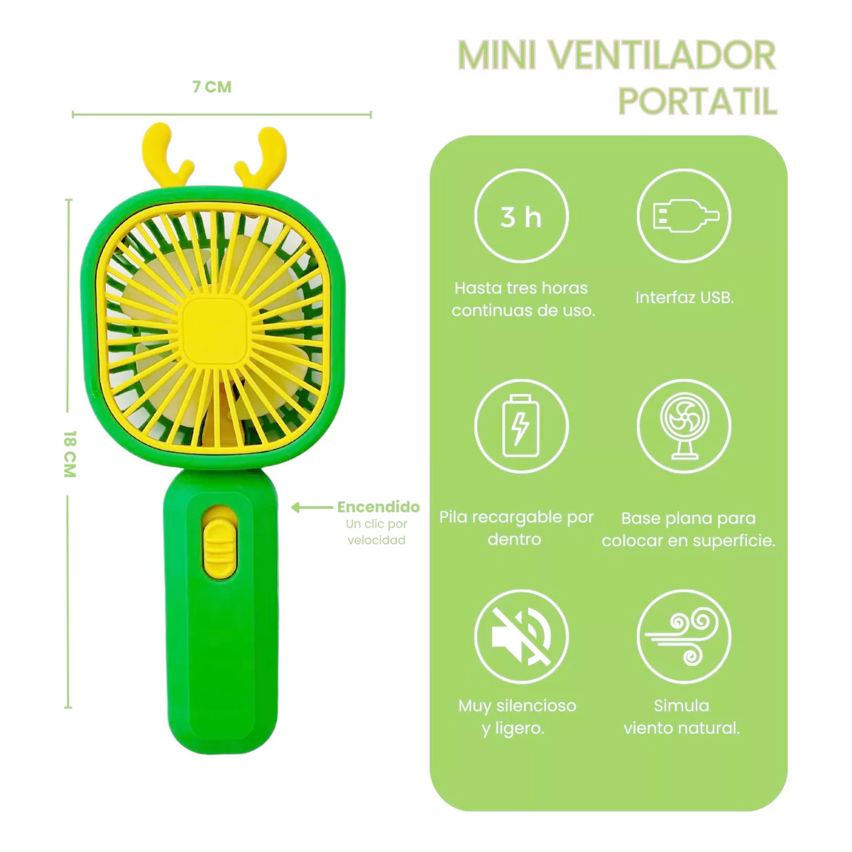 Foto 3 pulgar | Ventilador de Escritorio Dosyu Recargable Verde con Soporte para Celular