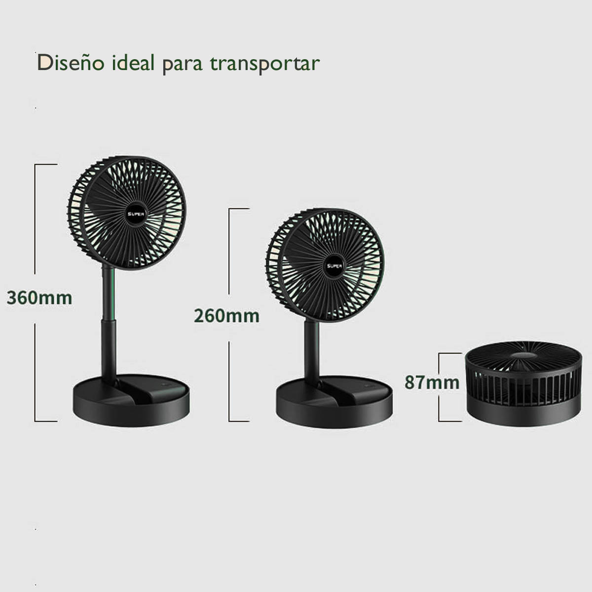 Foto 3 pulgar | Ventilador de Escritorio Dosyu Negro Plegable Recargable
