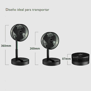 Foto 2 | Ventilador de Escritorio Dosyu Negro Plegable Recargable