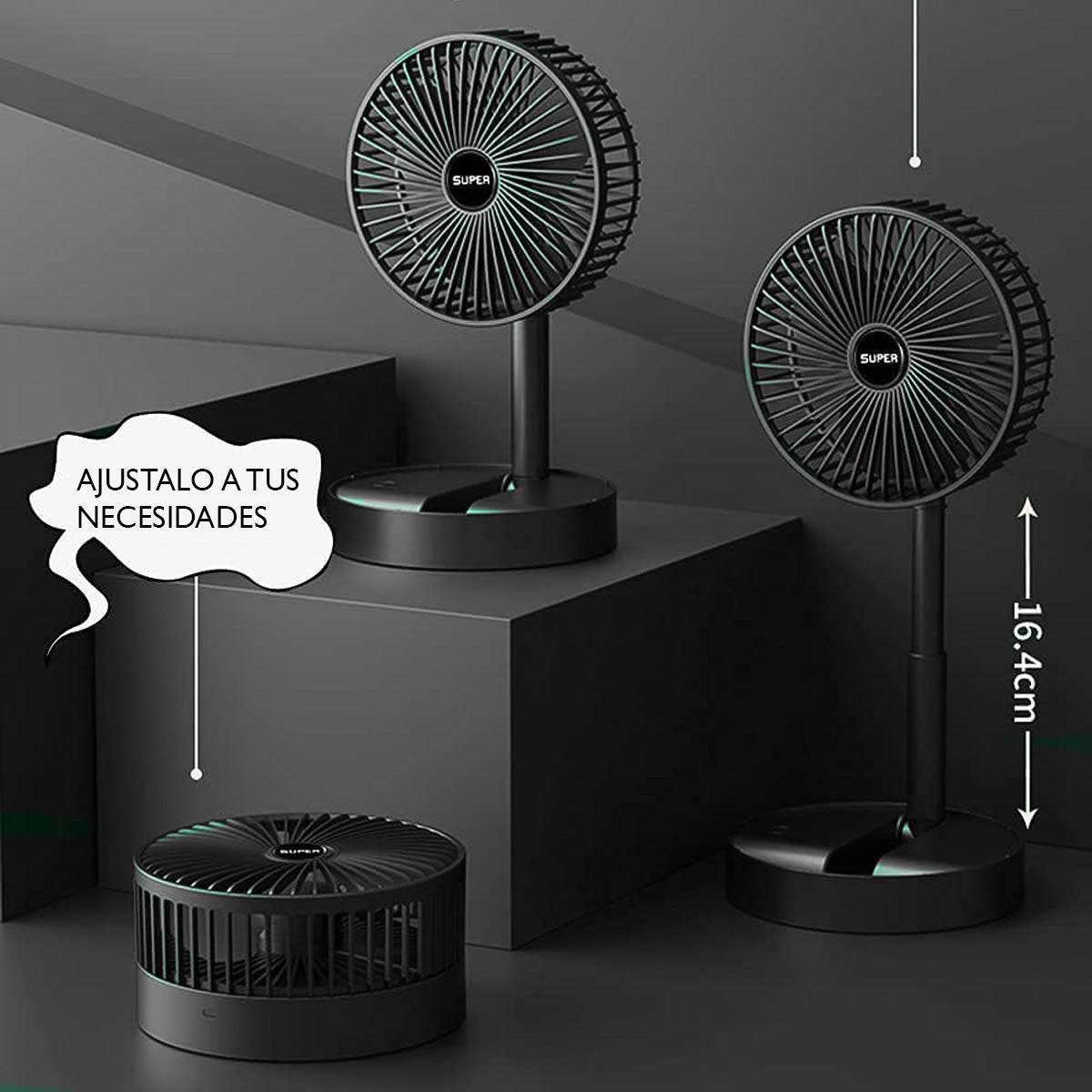 Foto 6 pulgar | Ventilador de Escritorio Dosyu Negro Plegable Recargable