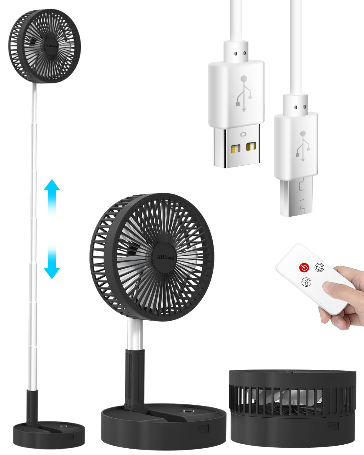 Ventilador de Pie Aicase Plegable Portátil Recargable - Venta Internacional