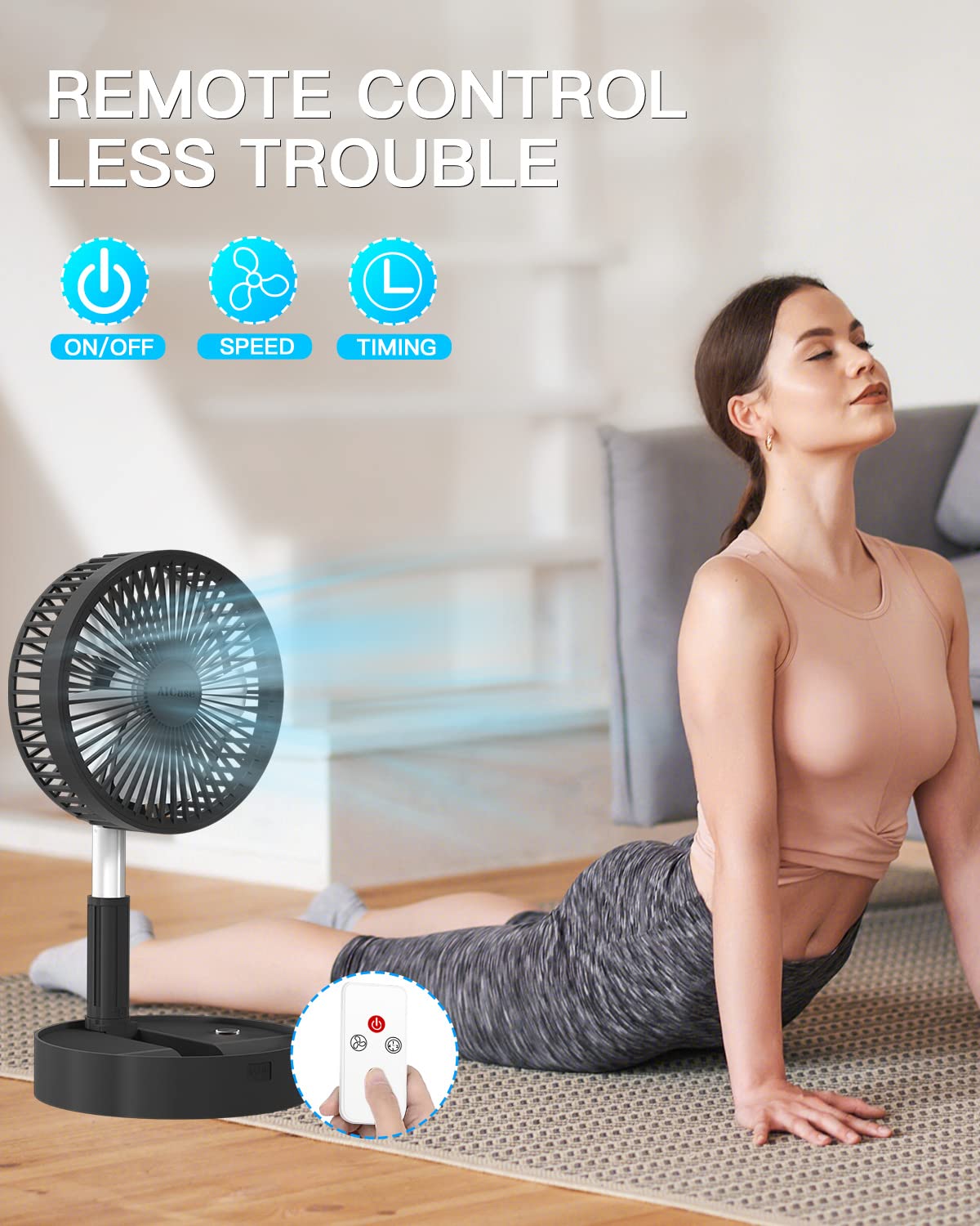 Foto 4 | Ventilador de Pie Aicase Plegable Portátil Recargable - Venta Internacional