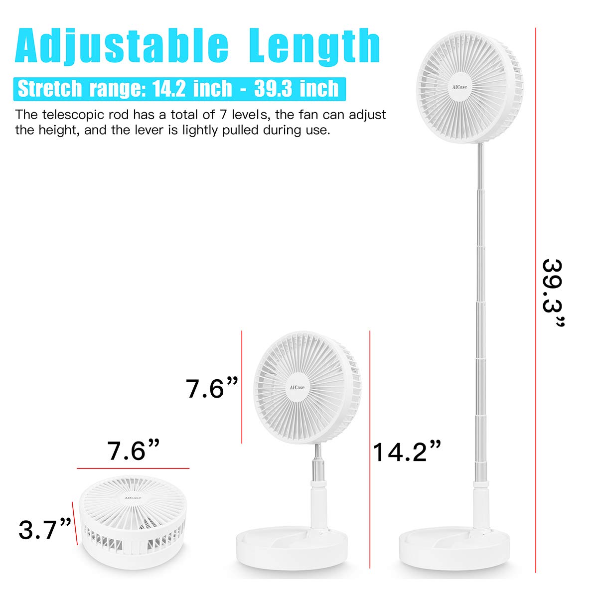 Foto 8 pulgar | Ventilador de Pie Aicase Telescópico Portátil Plegable - Venta Internacional