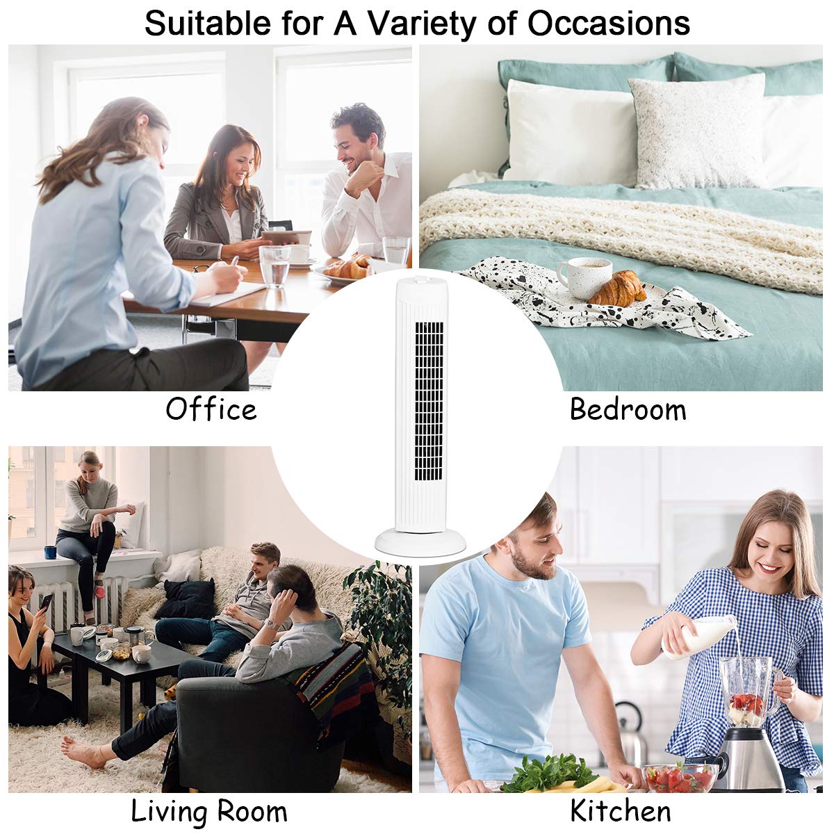 Foto 4 | Ventilador Tipo Torre Costway Oscilante Blanco - Venta Internacional