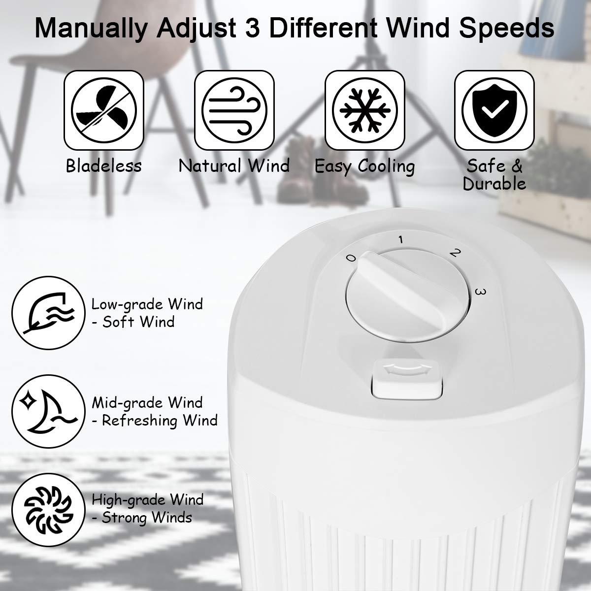Foto 7 pulgar | Ventilador Tipo Torre Costway Oscilante Blanco - Venta Internacional