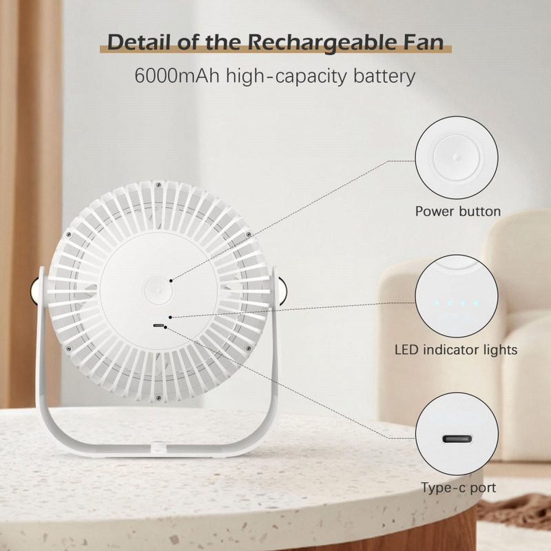 Foto 3 pulgar | Ventilador Recargable Batería de 6000 mAh 4 Velocidades con Temporizador - Venta Internacional