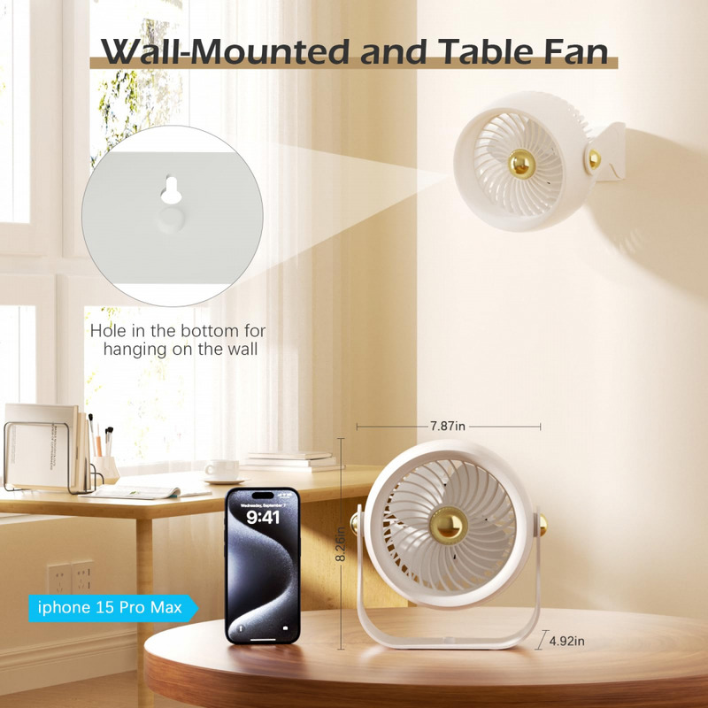 Foto 6 | Ventilador Recargable Batería de 6000 mAh 4 Velocidades con Temporizador - Venta Internacional