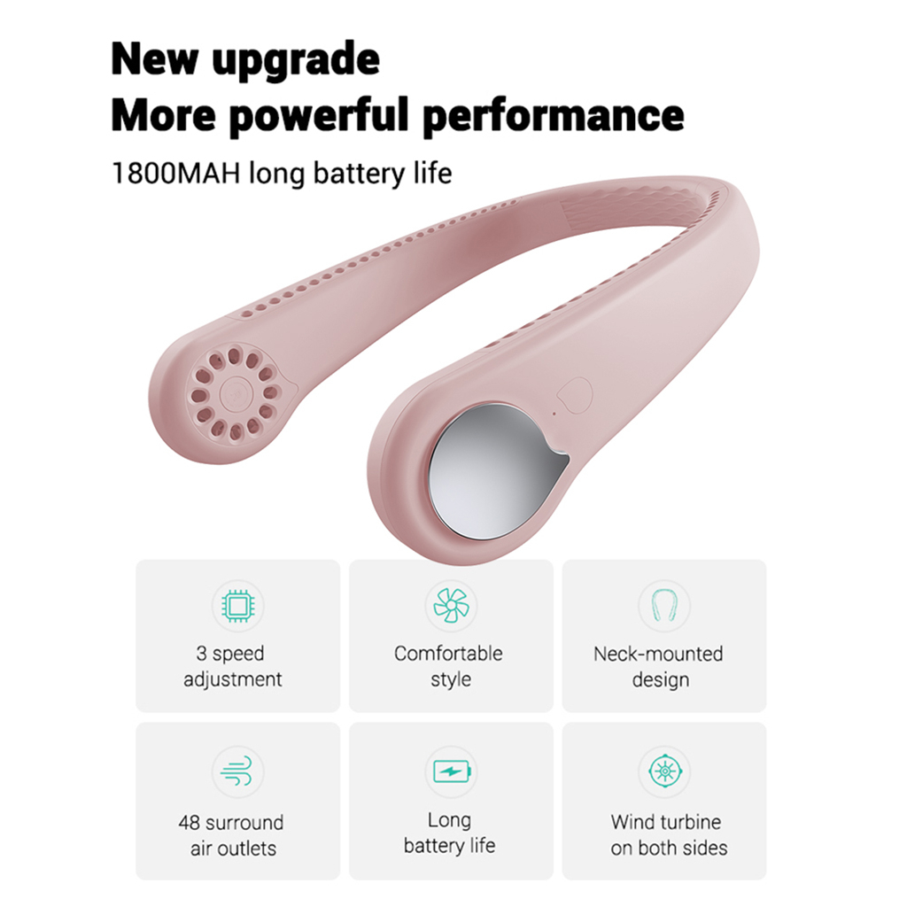Foto 3 pulgar | Ventilador de Cuello Colgante Sin Hojas Recargable por Usb 360° - Venta Internacional