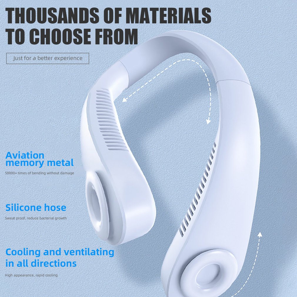 Foto 6 pulgar | Ventilador para El Cuello Mini Portátil Recargable Por Usb Blanco - Venta Internacional