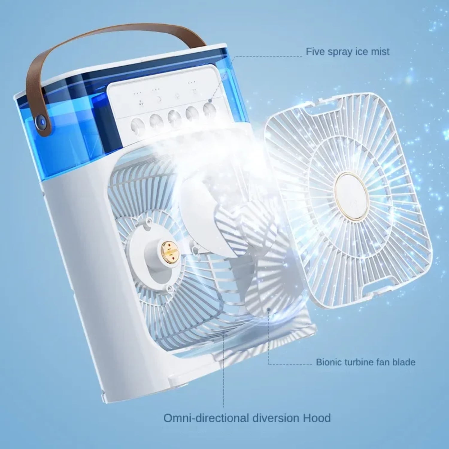Foto 4 pulgar | Ventilador y Humidificador Portátil de 600 ml con 5 Boquillas - Venta Internacional