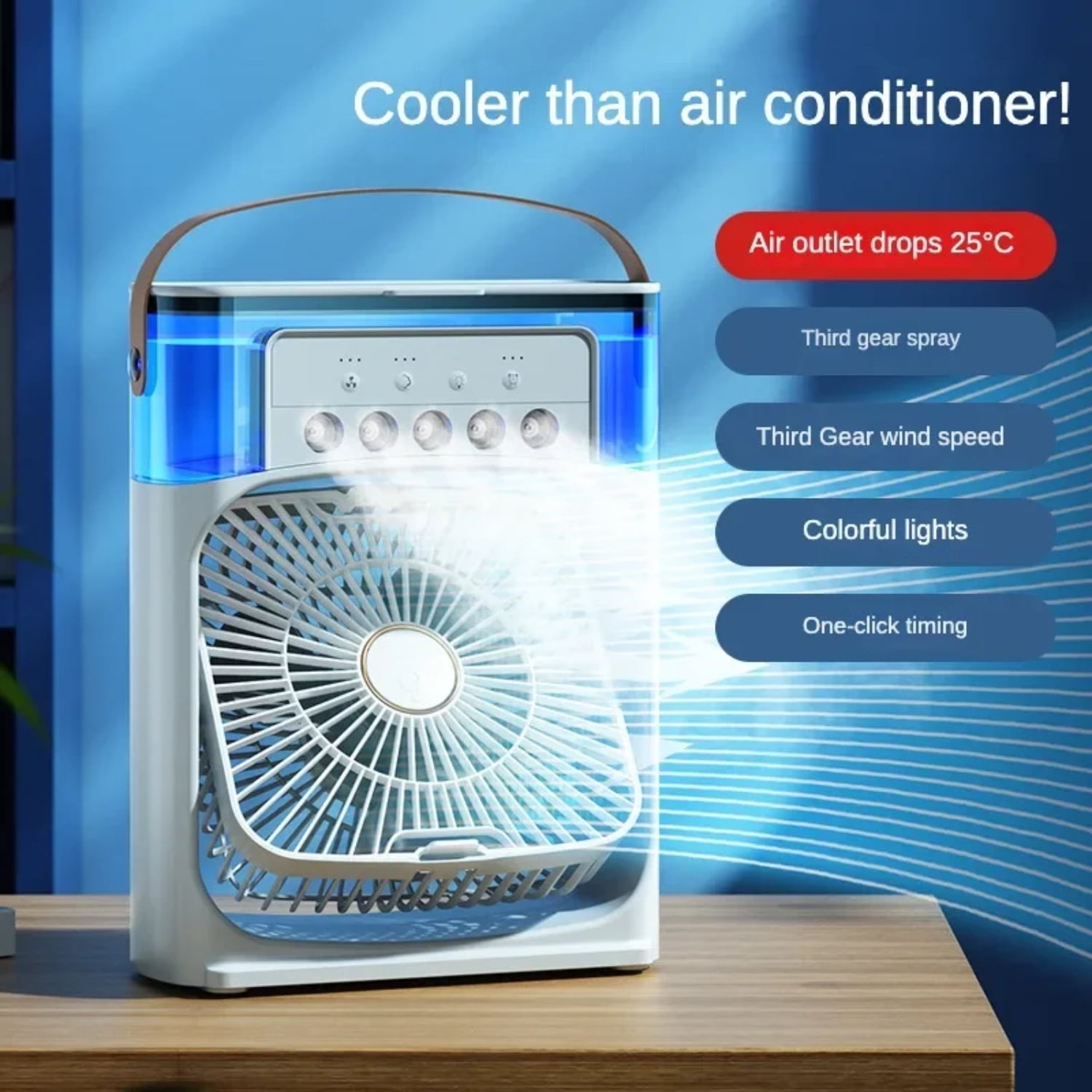 Foto 4 | Ventilador y Humidificador Portátil de 600 ml con 5 Boquillas - Venta Internacional