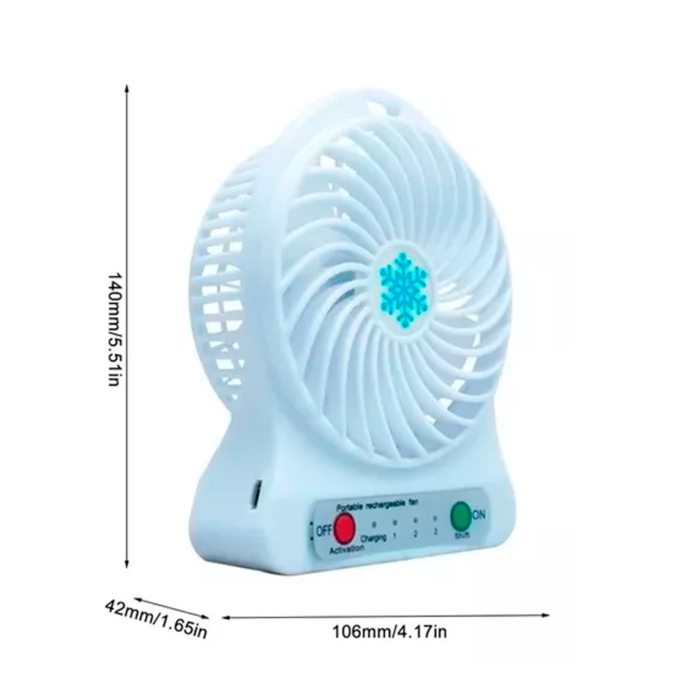 Foto 3 pulgar | Ventilador Portátil Recargable USB de 3 Velocidades Blanco - Venta Internacional