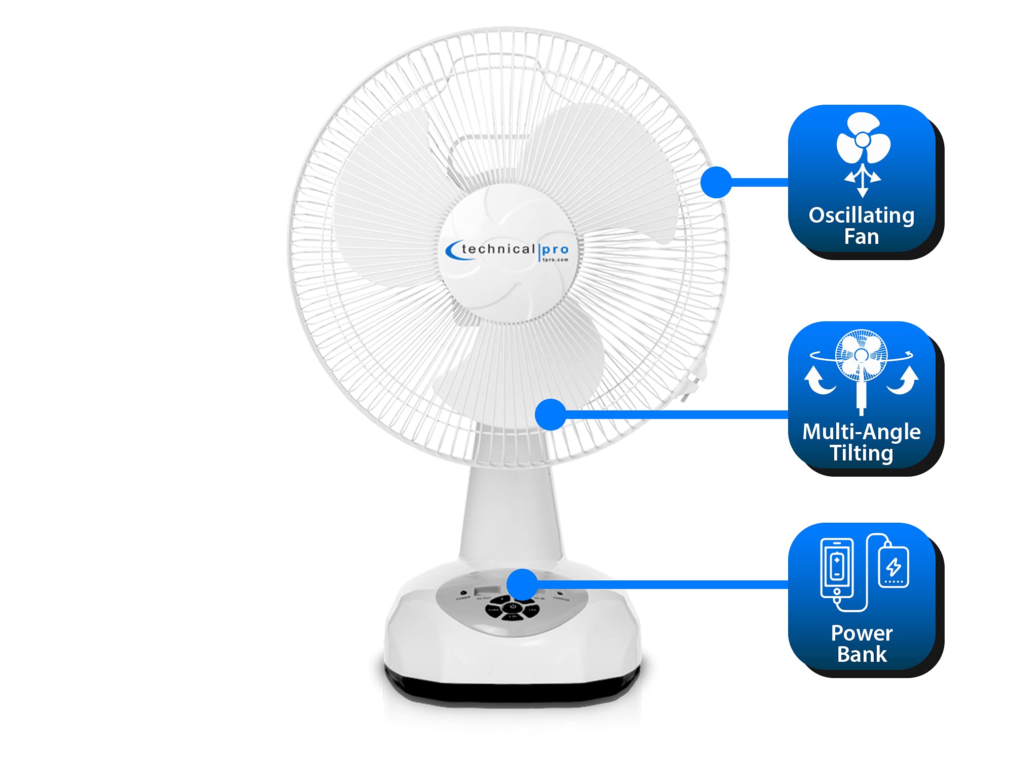 Foto 2 | Ventilador de Sobremesa Technical Pro Portátil Recargable- Venta Internacional