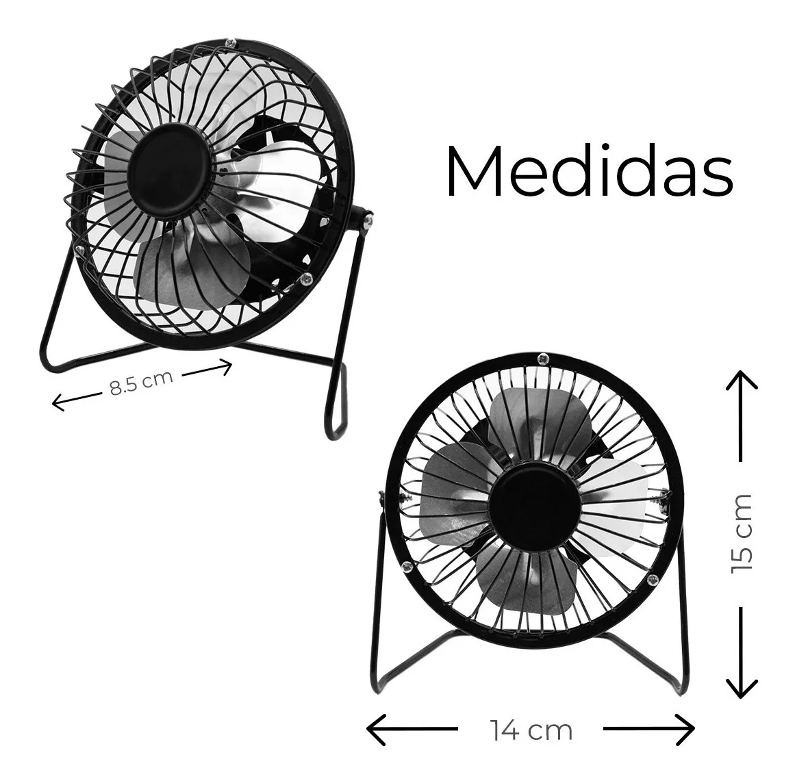 Foto 5 pulgar | Ventilador de Escritorio USB Pequeño con Aspas de Metal de 14 cm - Negro