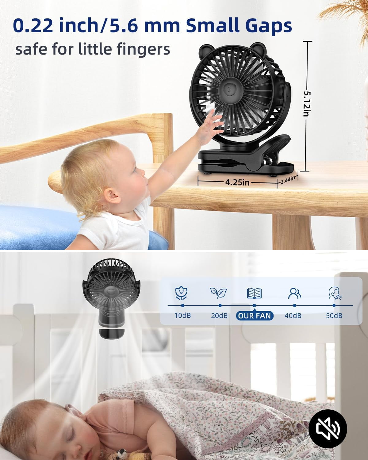 Foto 7 pulgar | Ventilador Con Clip Kidee, Batería Recargable De 2000 Mah, 3 Velocidades De Viento - Venta Internacional.