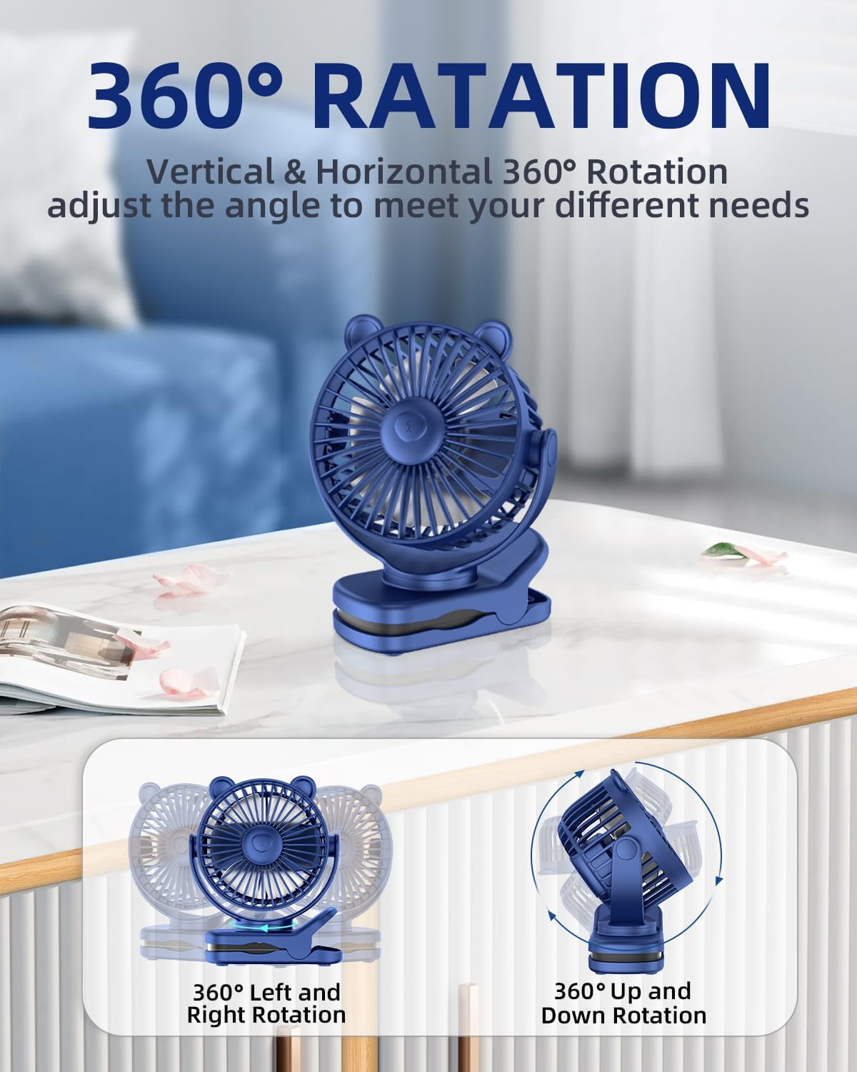Foto 4 pulgar | Ventilador Con Clip Kidee, Batería Recargable De 2000 Mah, 3 Velocidades De Viento - Venta Internacional.