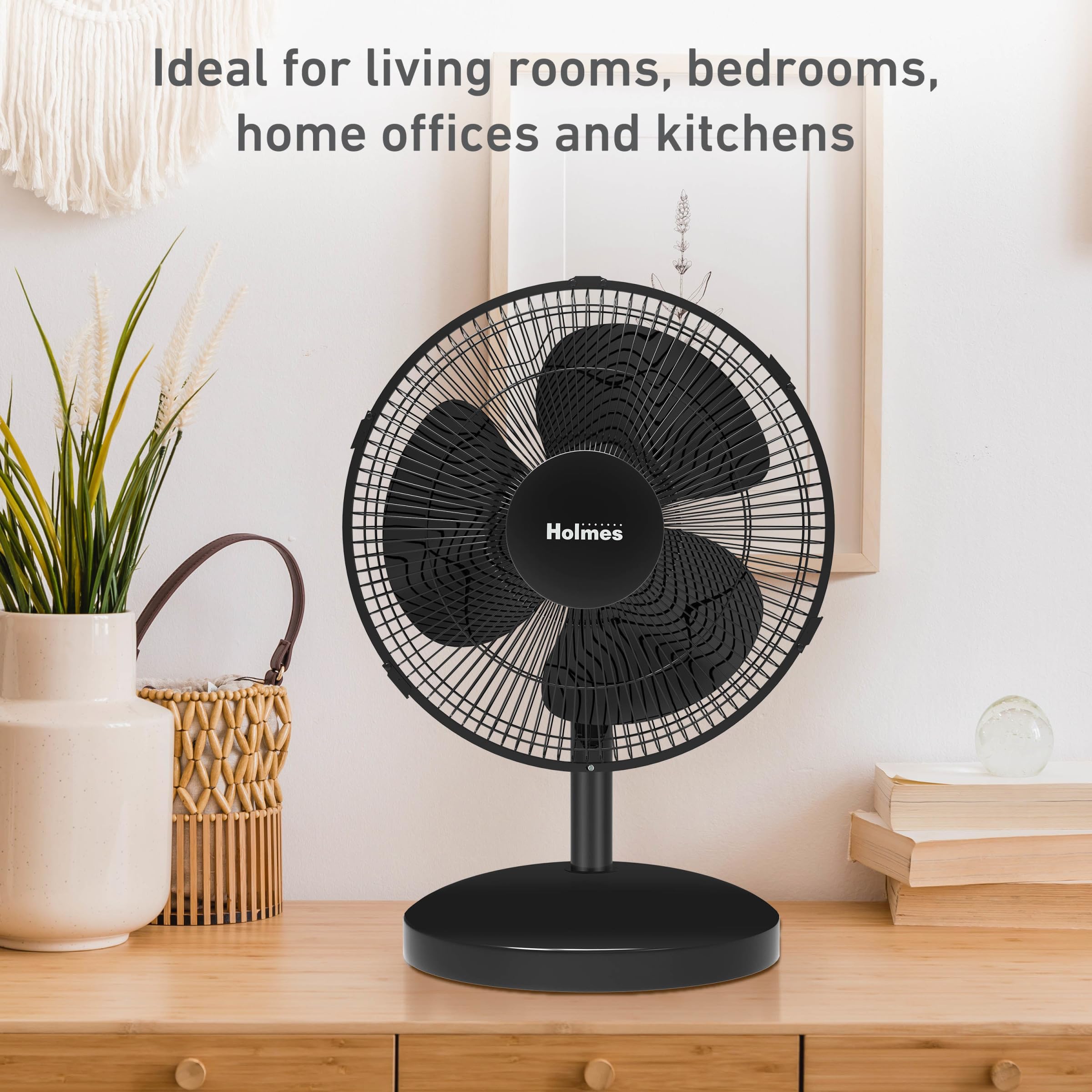 Foto 3 pulgar | Ventilador De Mesa Holmes 12 Con Oscilación De 75°, 3 Velocidades, Negro - Venta Internacional.