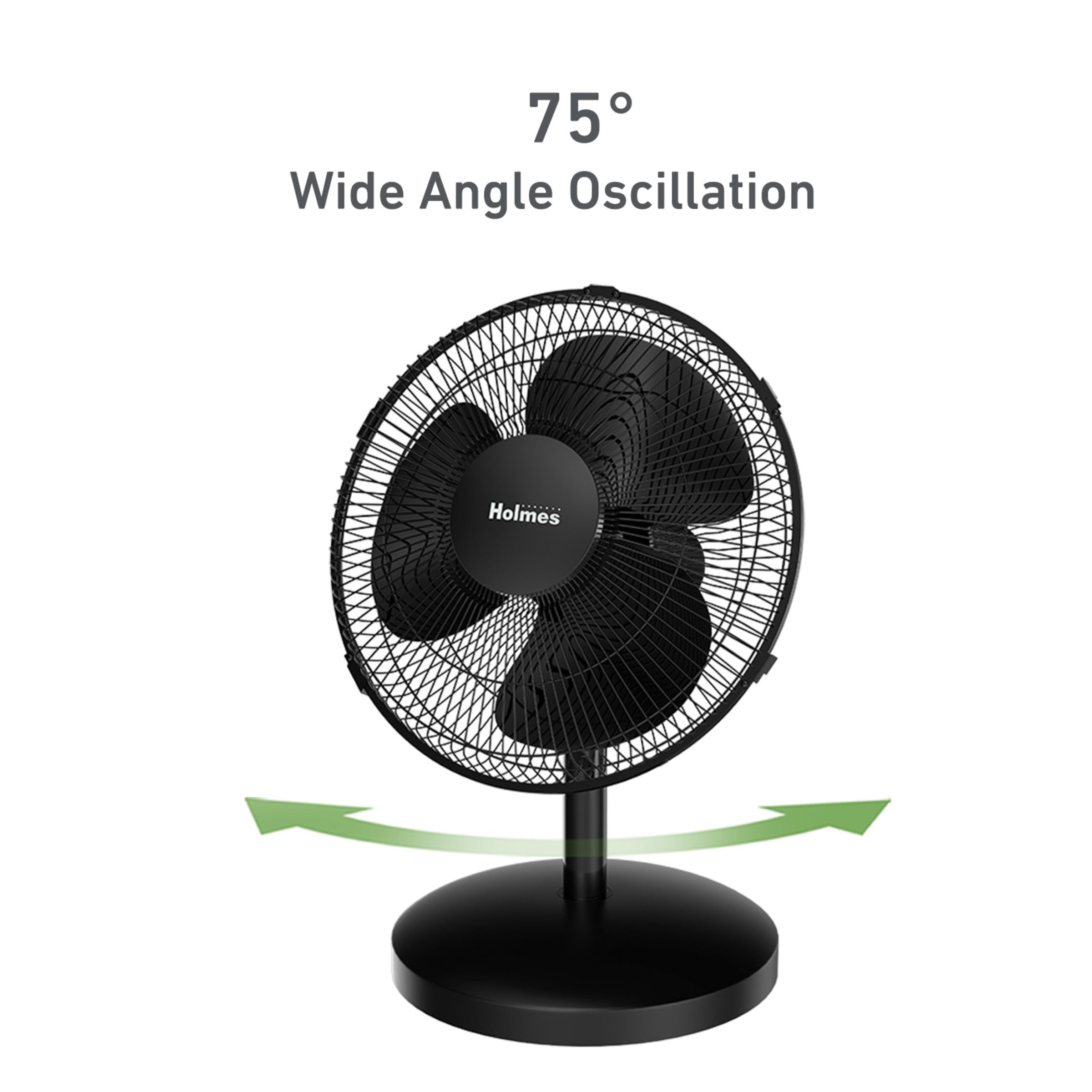 Foto 5 pulgar | Ventilador De Mesa Holmes 12 Con Oscilación De 75°, 3 Velocidades, Negro - Venta Internacional.