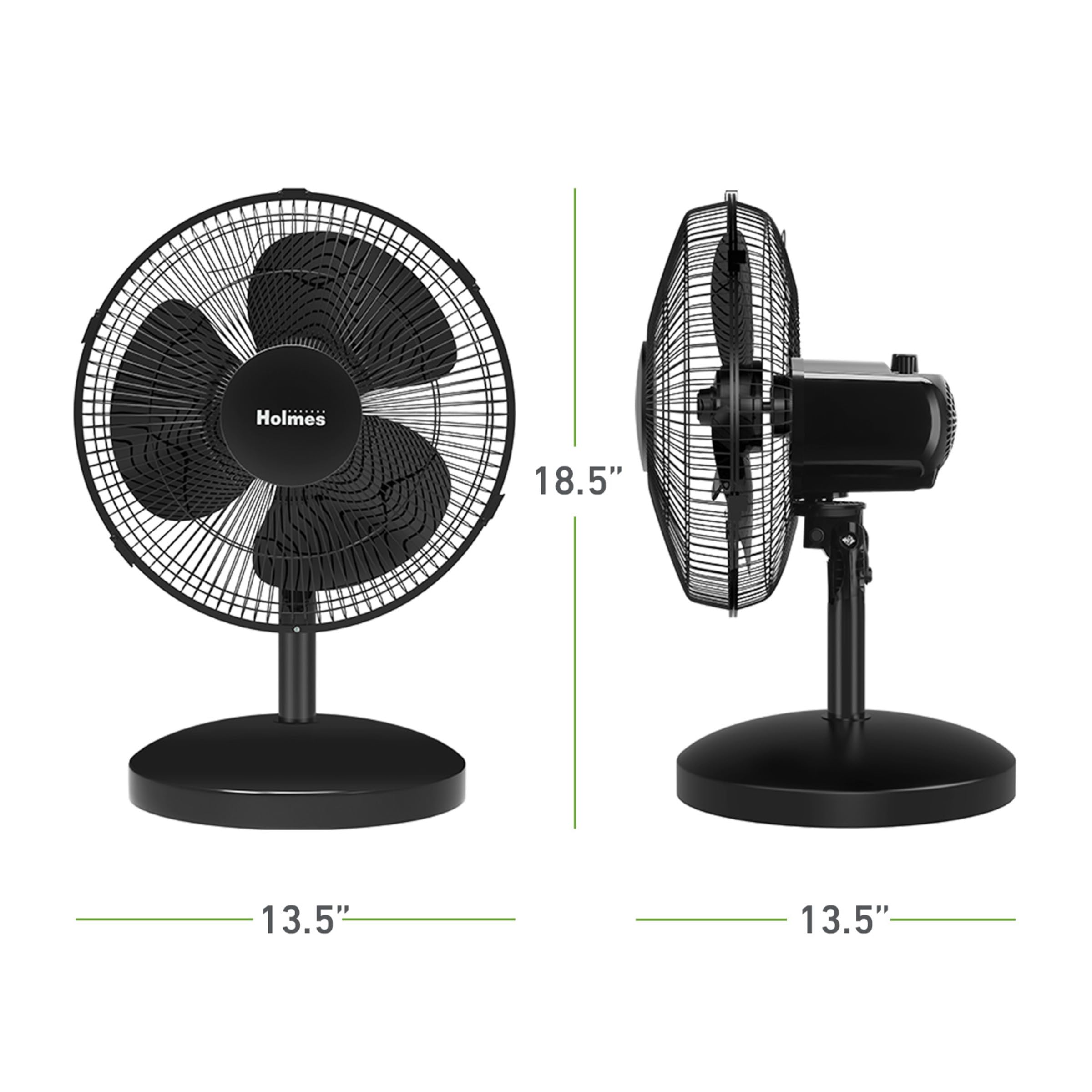 Foto 8 pulgar | Ventilador De Mesa Holmes 12 Con Oscilación De 75°, 3 Velocidades, Negro - Venta Internacional.