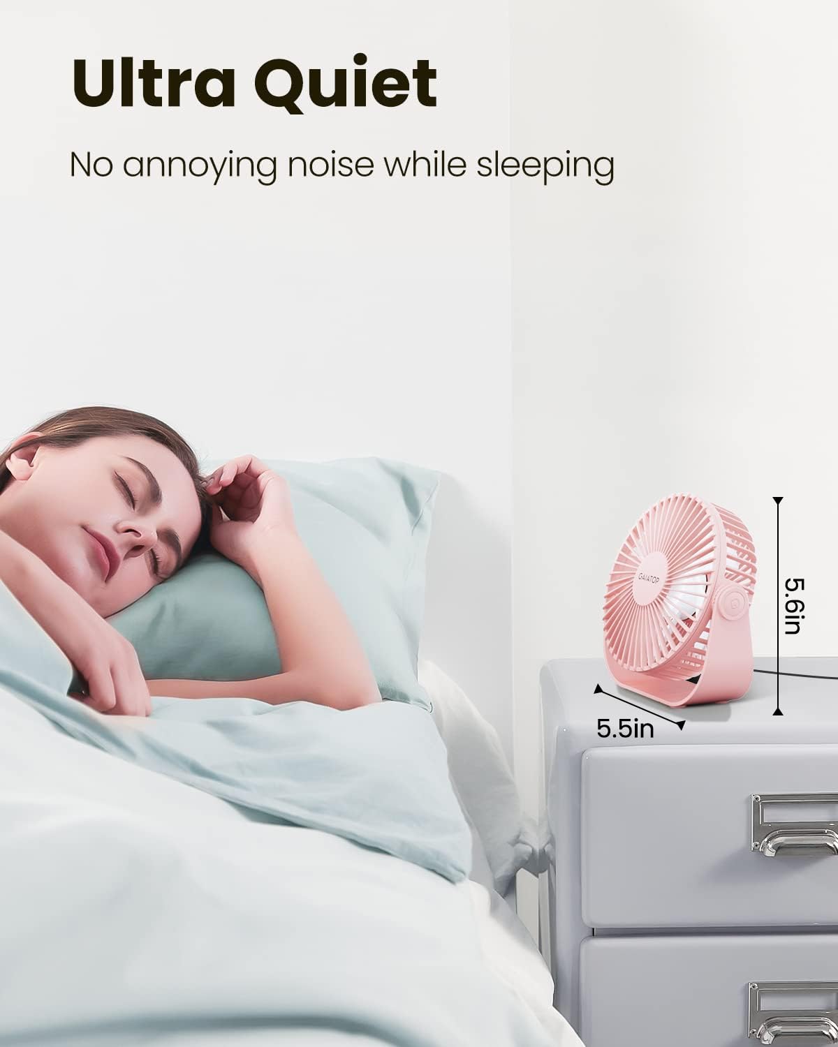 Foto 4 pulgar | Ventilador De Escritorio Gaiatop Usb Portátil De 3 Velocidades Con Fuerte Flujo De Aire, Color Rosa - Venta Internaci