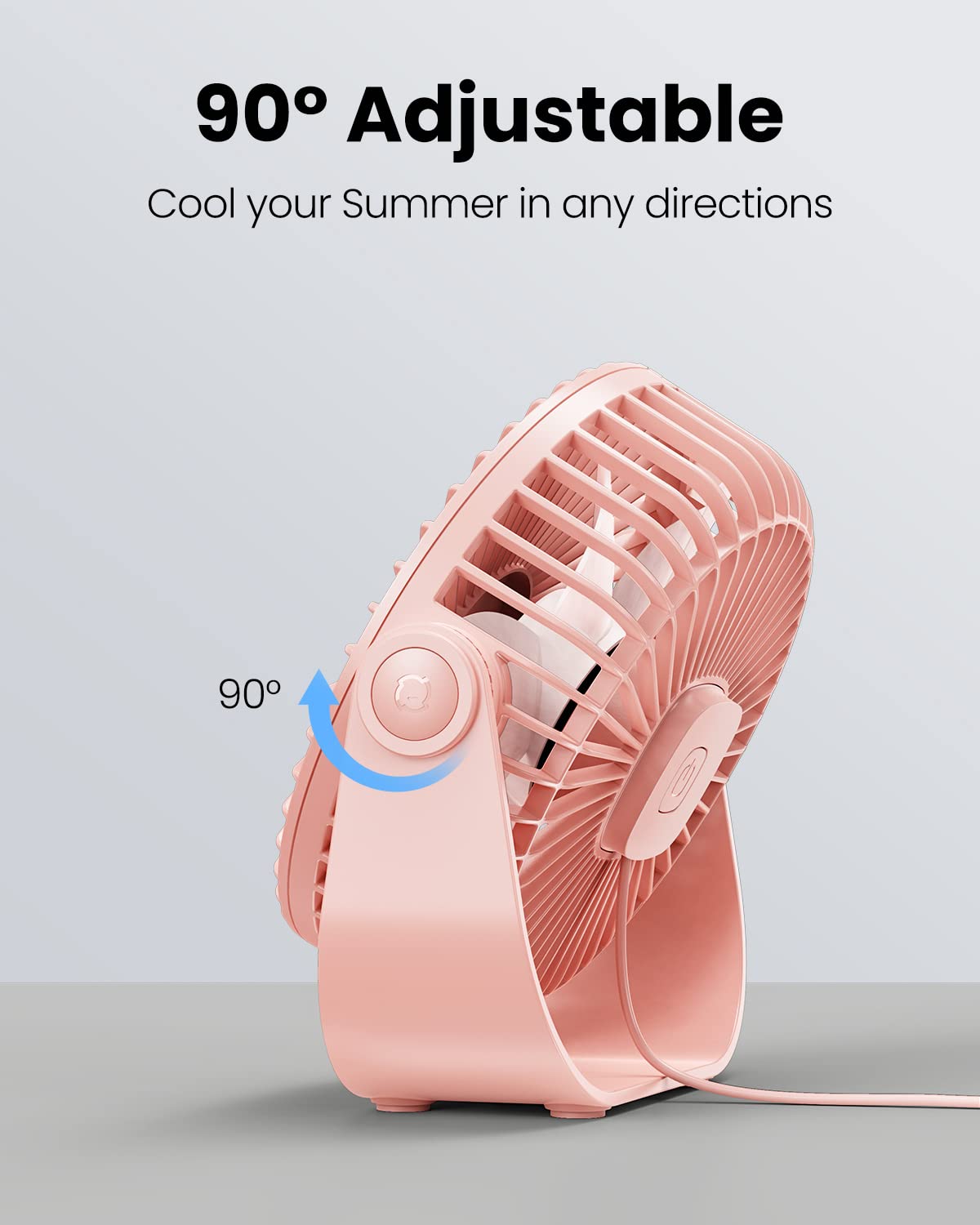 Foto 6 pulgar | Ventilador De Escritorio Gaiatop Usb Portátil De 3 Velocidades Con Fuerte Flujo De Aire, Color Rosa - Venta Internaci