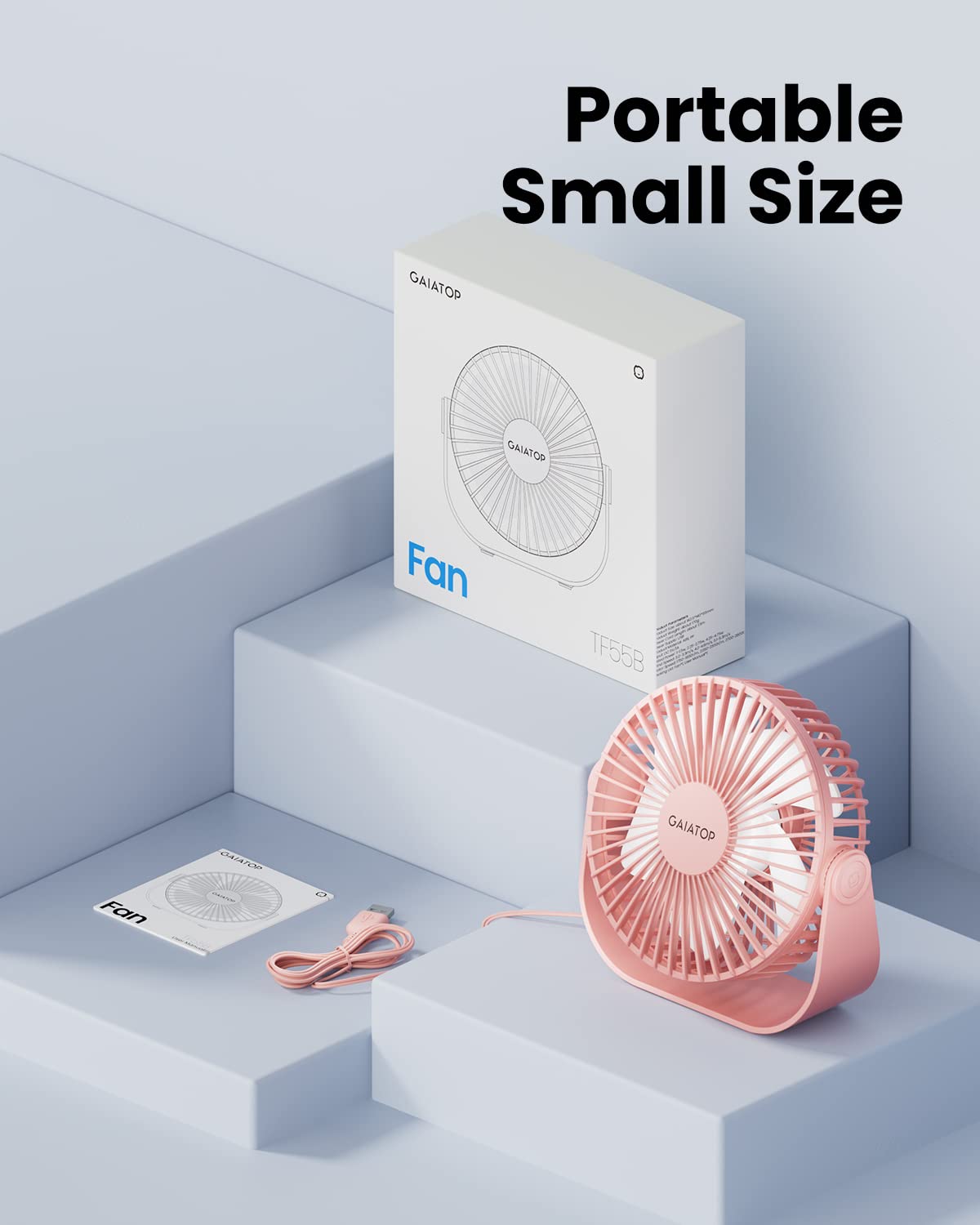 Foto 8 pulgar | Ventilador De Escritorio Gaiatop Usb Portátil De 3 Velocidades Con Fuerte Flujo De Aire, Color Rosa - Venta Internaci