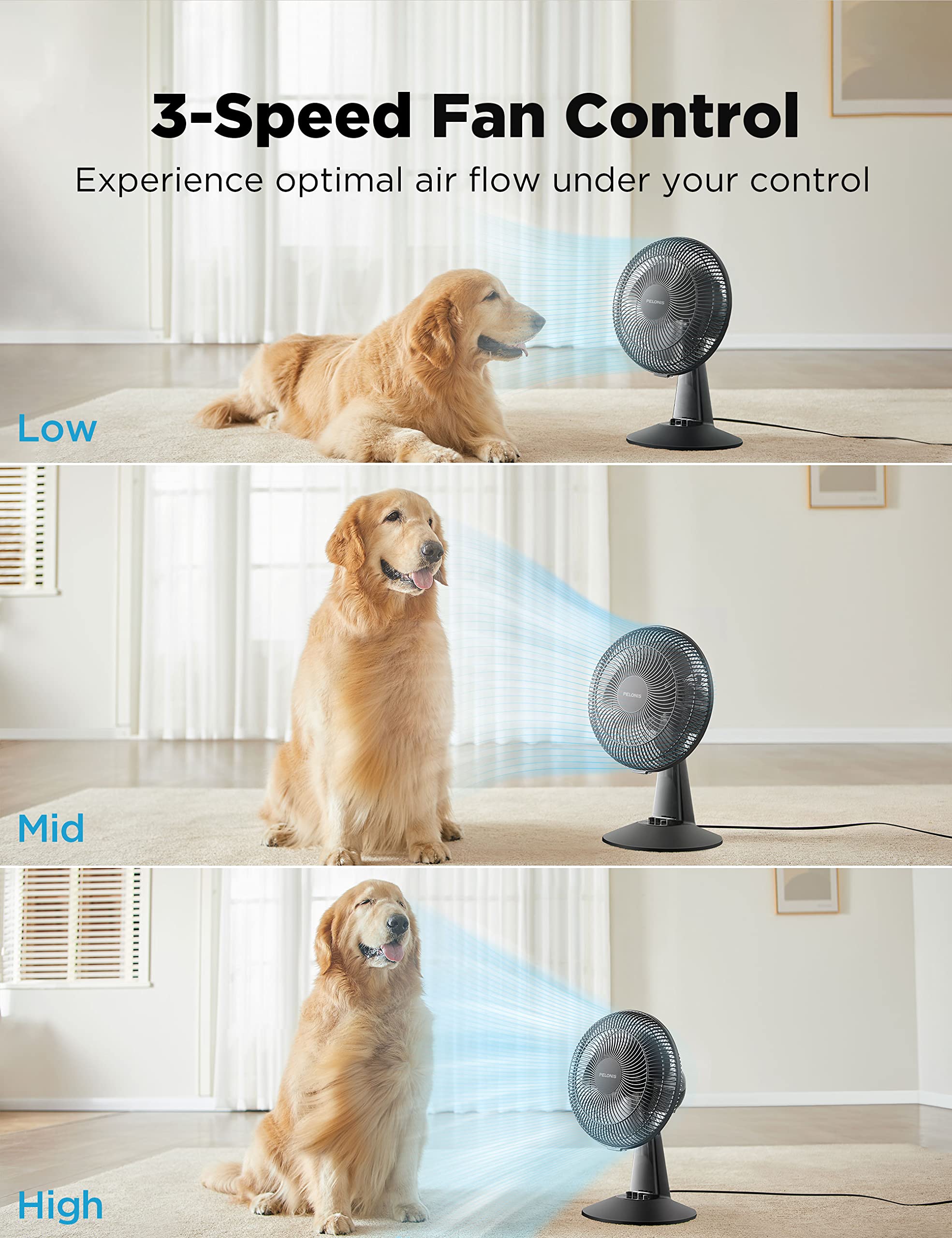 Foto 5 pulgar | Ventilador de Mesa Pelonis 30 cm  Oscilante 3 Velocidades - Venta Internacional