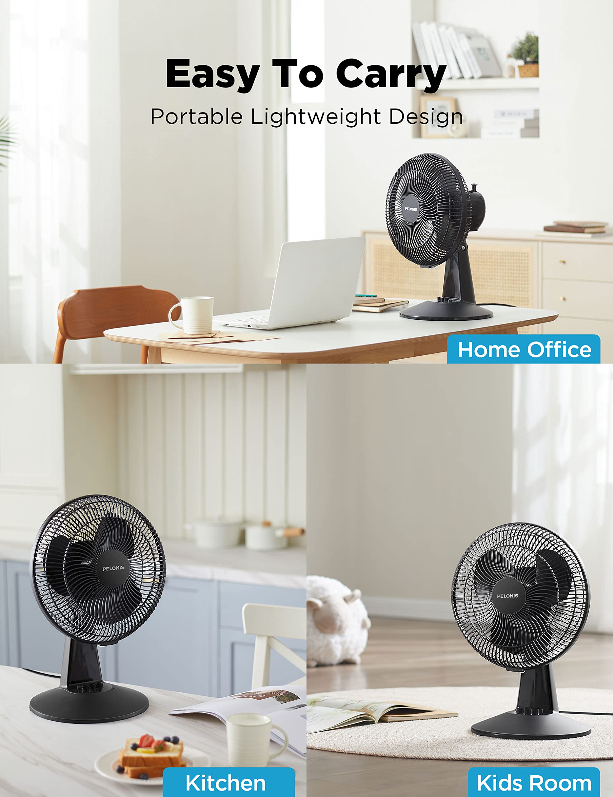 Foto 7 pulgar | Ventilador de Mesa Pelonis 30 cm  Oscilante 3 Velocidades - Venta Internacional