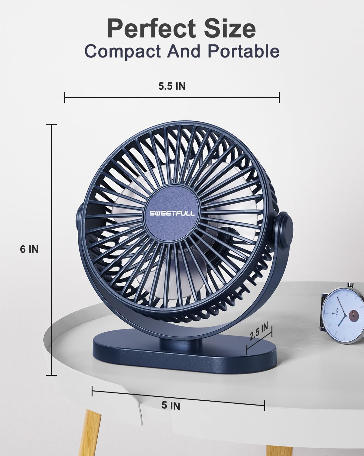 Foto 7 pulgar | Ventilador de Escritorio Sweetfull USB 3 Velocidades 12,7 cm - Venta Internacional