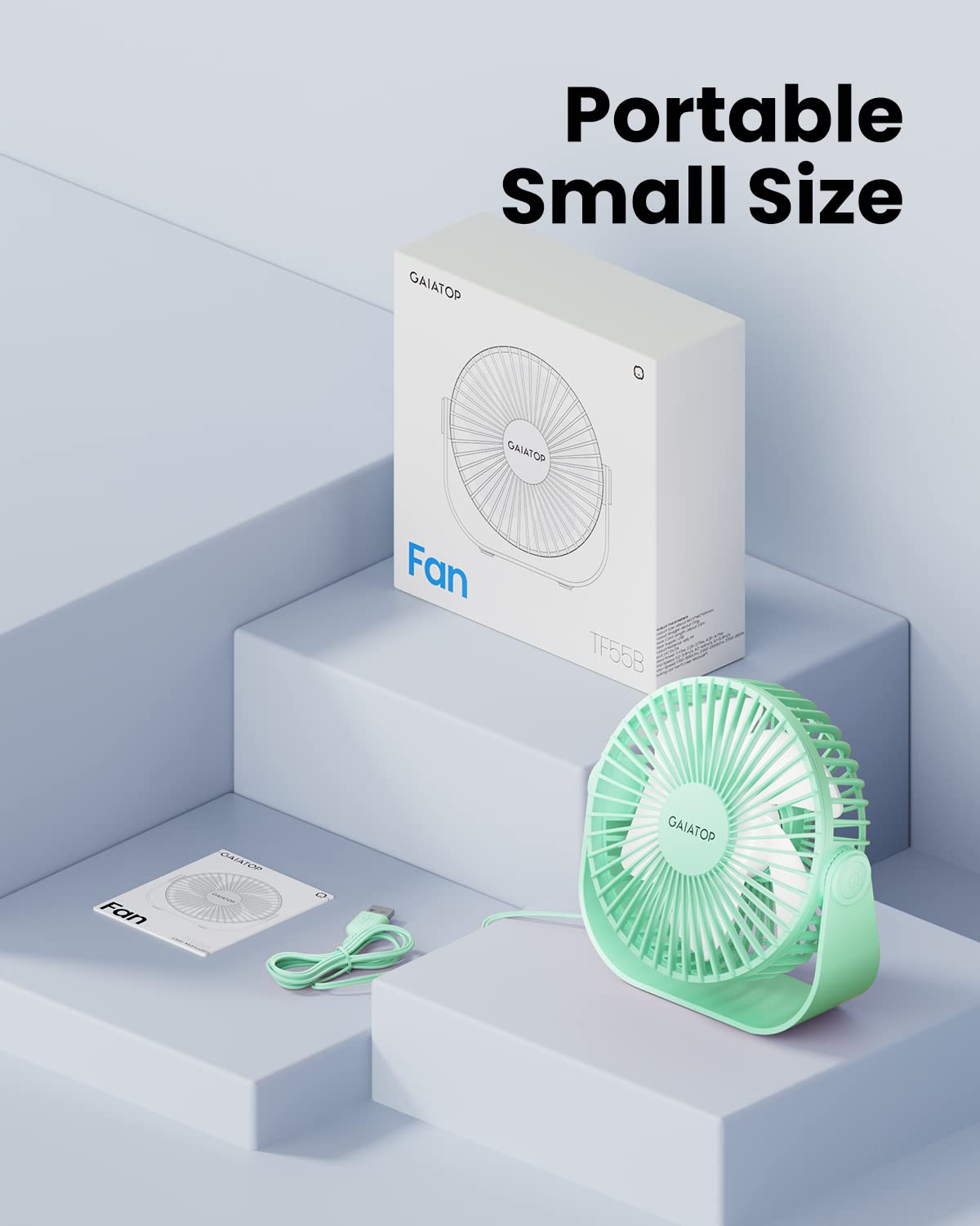 Foto 8 pulgar | Ventilador De Escritorio Gaiatop Usb Portátil De 3 Velocidades Con Fuerte Flujo De Aire Verde - Venta Internacional.