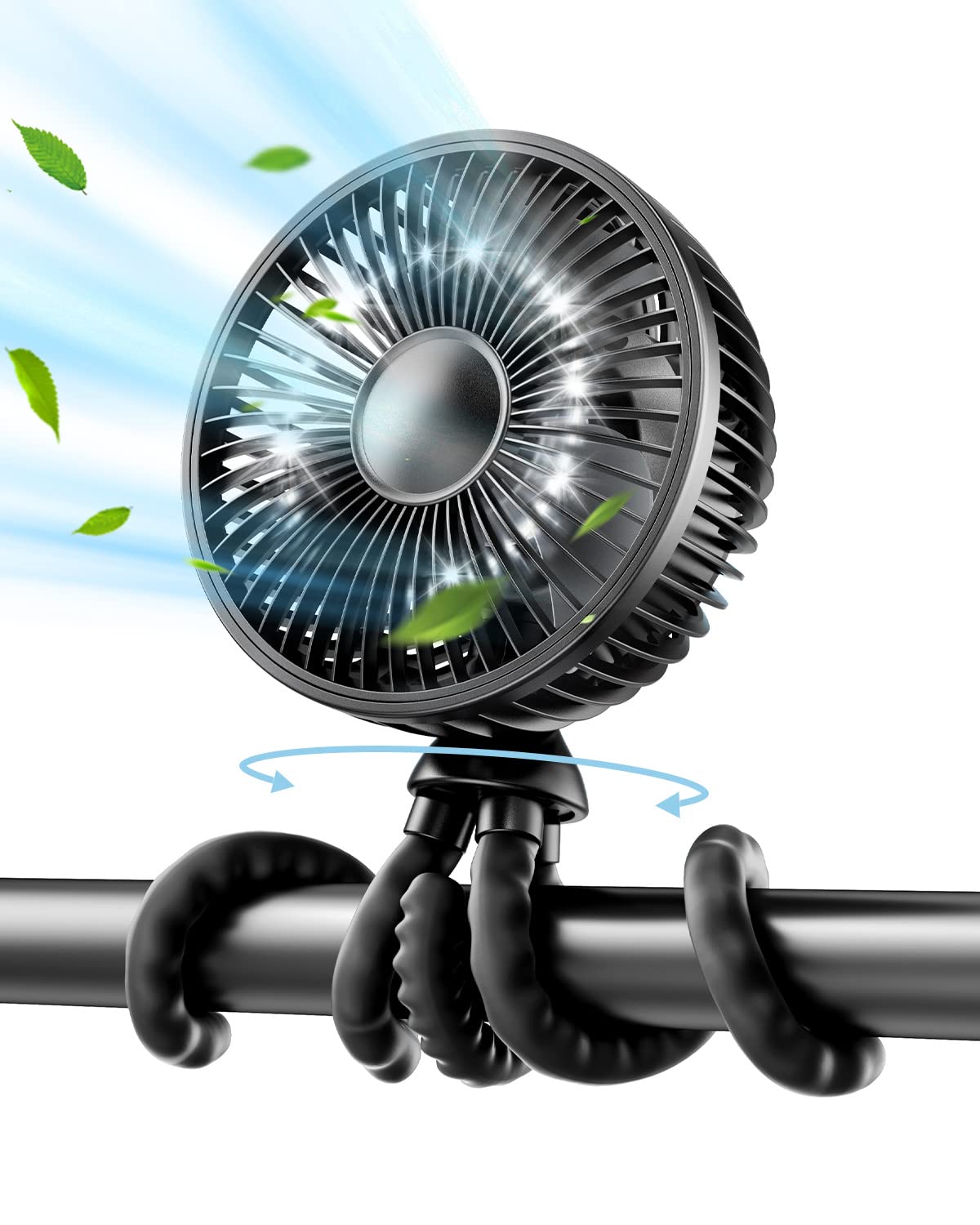 Foto 1 | Ventilador De Cochecito Gaiatop Portátil De 4000 Mah Con Luz De 4 Velocidades, Color Negro - Venta Internacional.